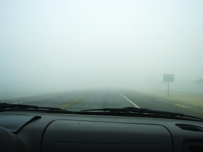 foggy runway