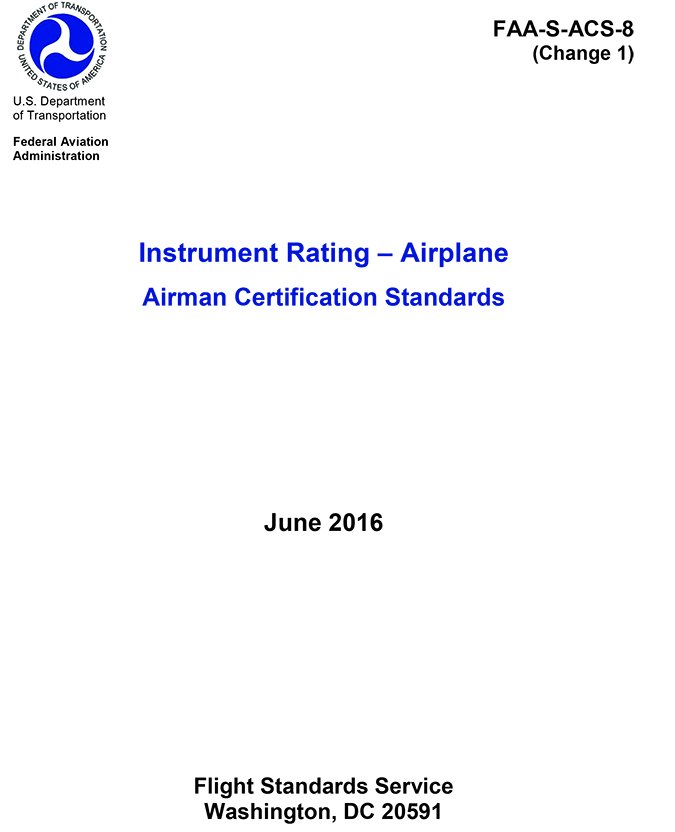 Instrument rating airman certification standards