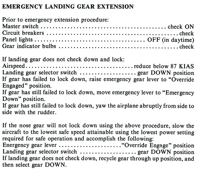 emergency landing gear extension procedure